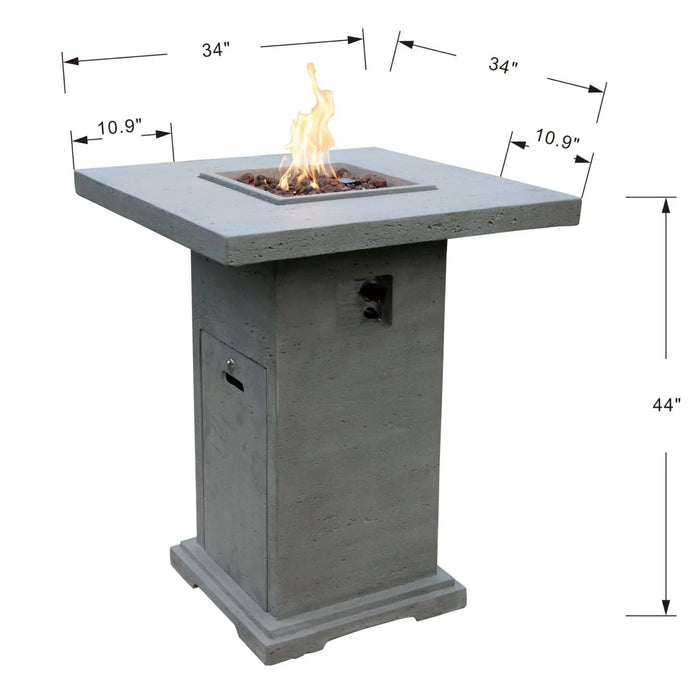 Elementi Montreal 34 in. x 34 in. Square Concrete Liquid Propane Fire Pit OFG221 Elementi