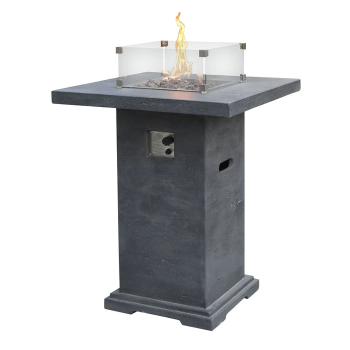 Elementi Montreal 34 in. x 34 in. Square Concrete Liquid Propane Fire Pit OFG221 Elementi