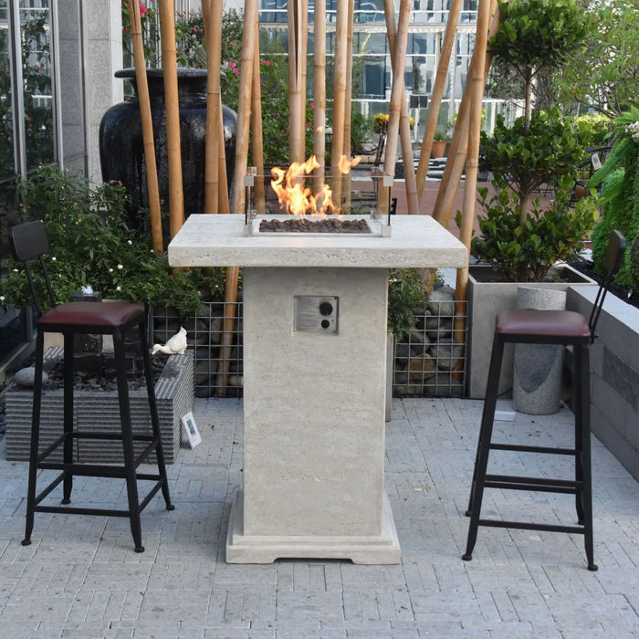 Elementi Montreal 34 in. x 34 in. Square Concrete Liquid Propane Fire Pit OFG221 Elementi