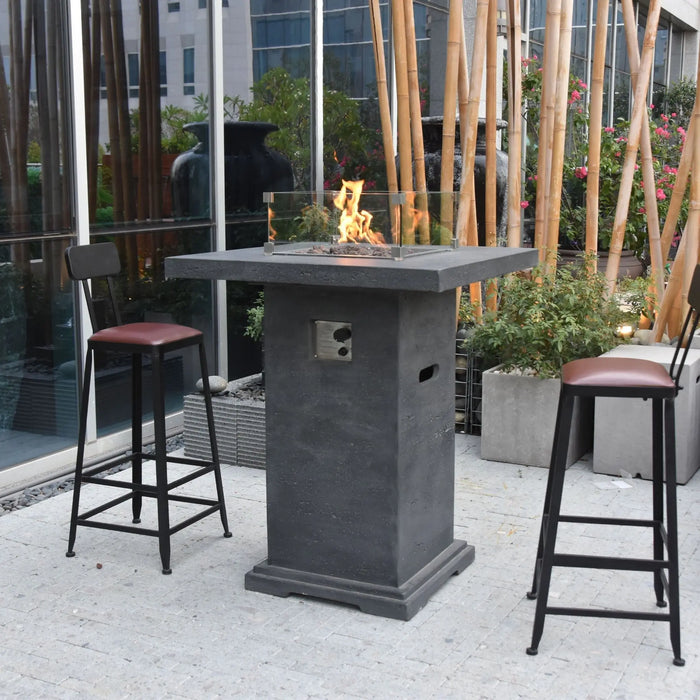 Elementi Montreal 34 in. x 34 in. Square Concrete Liquid Propane Fire Pit OFG221 Elementi