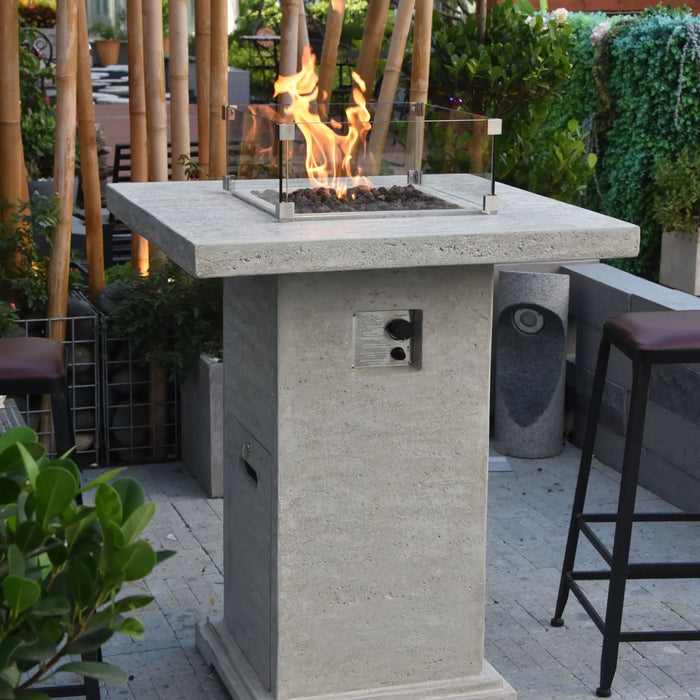 Elementi Montreal 34 in. x 34 in. Square Concrete Liquid Propane Fire Pit OFG221 Elementi