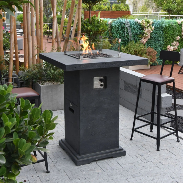 Elementi Montreal 34 in. x 34 in. Square Concrete Liquid Propane Fire Pit OFG221 Elementi