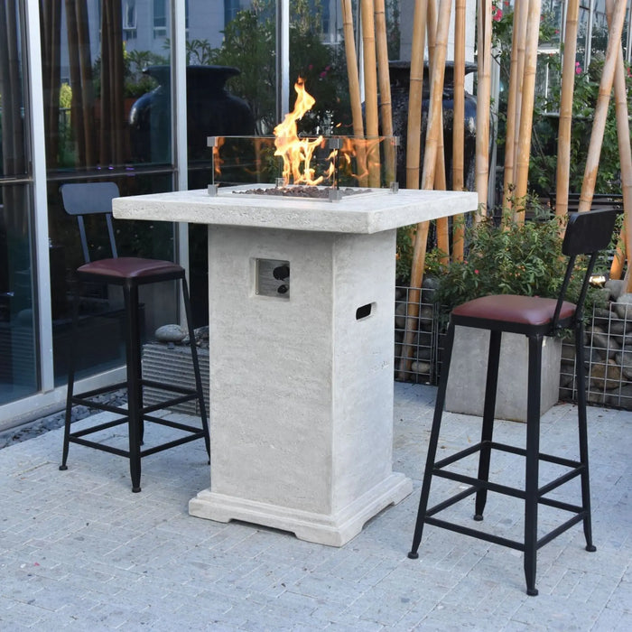 Elementi Montreal 34 in. x 34 in. Square Concrete Liquid Propane Fire Pit OFG221 Elementi