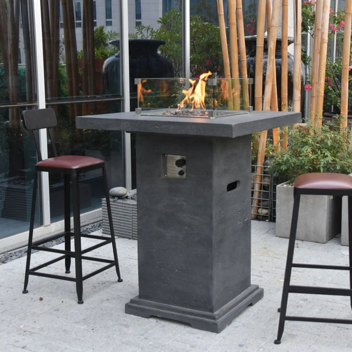 Elementi Montreal 34 in. x 34 in. Square Concrete Liquid Propane Fire Pit OFG221 Elementi