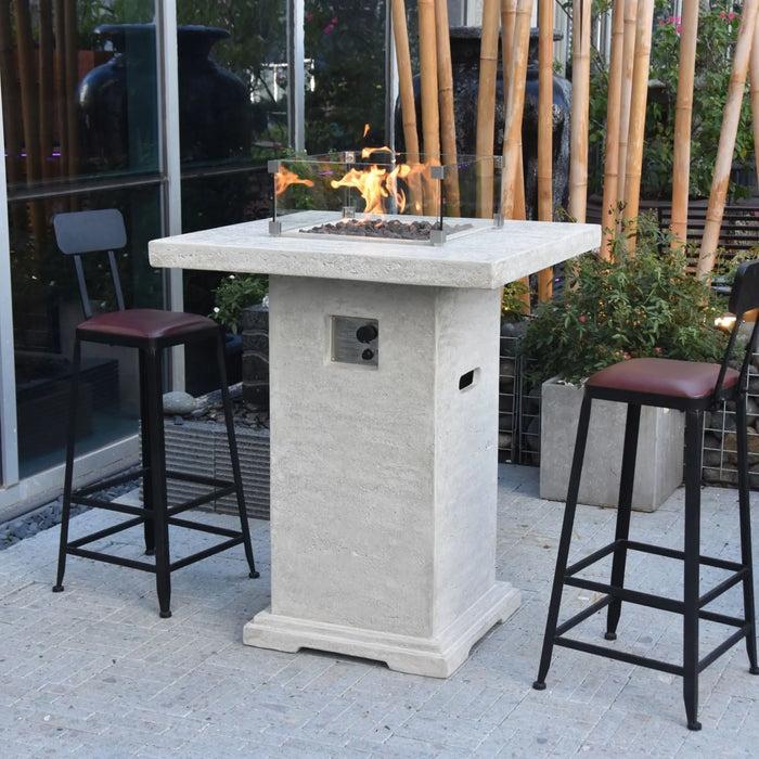 Elementi Montreal 34 in. x 34 in. Square Concrete Liquid Propane Fire Pit OFG221 Elementi