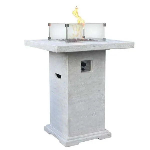 Elementi Montreal 34 in. x 34 in. Square Concrete Liquid Propane Fire Pit OFG221 Elementi