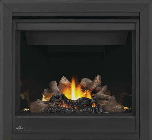 Napoleon Ascent X 36" Direct Vent Gas Fireplace - front view with oak logs burning